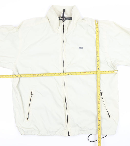Nike Men's White Windbreaker Jacket L 41in Nylon Full Zip Sportswear