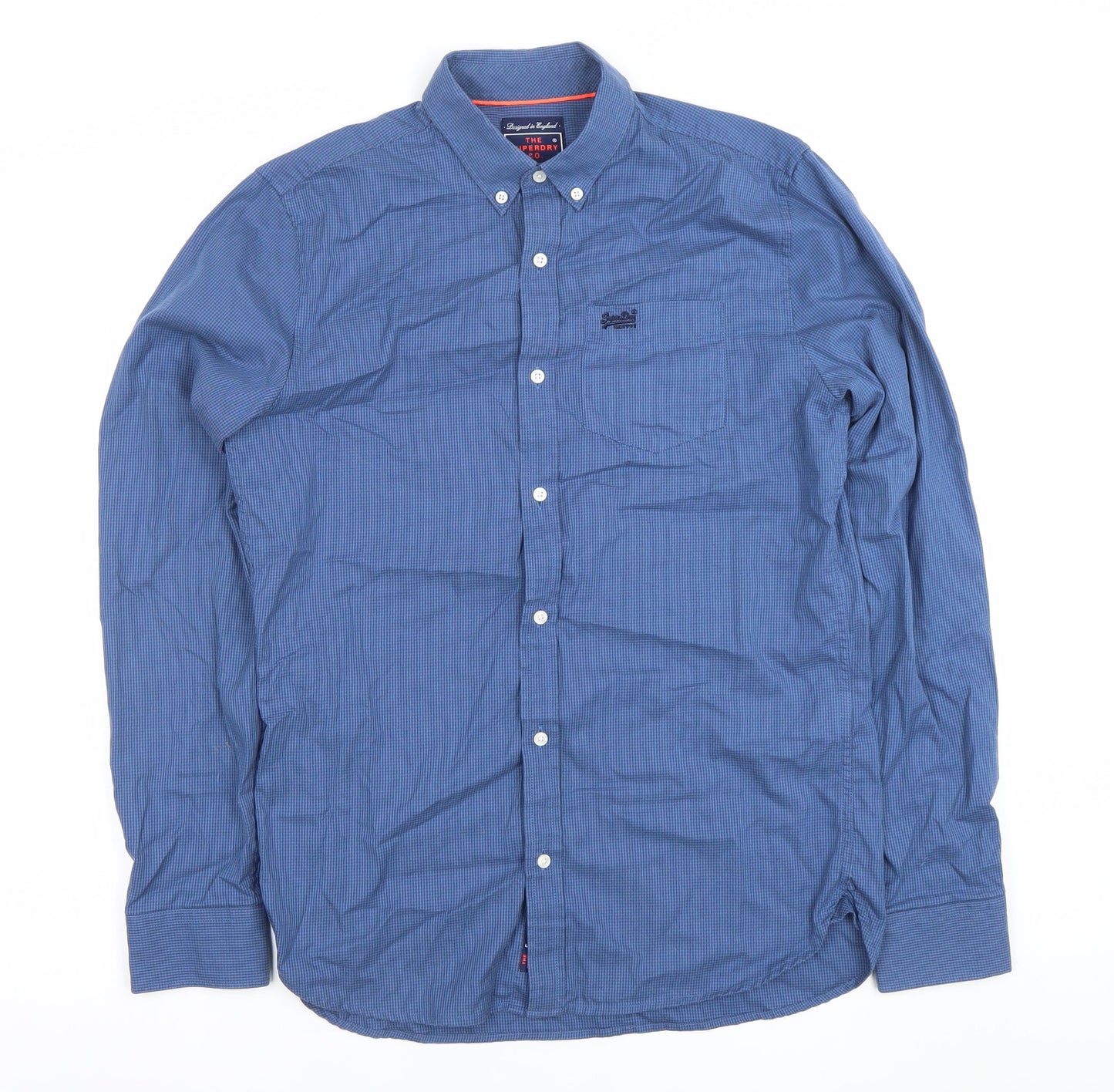 Superdry Men’s Blue Small Slim Fit Long Sleeve Button Down Shirt