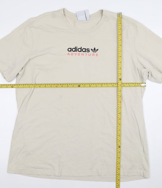 adidas Men's Beige Adventure Graphic Cotton T-Shirt XL