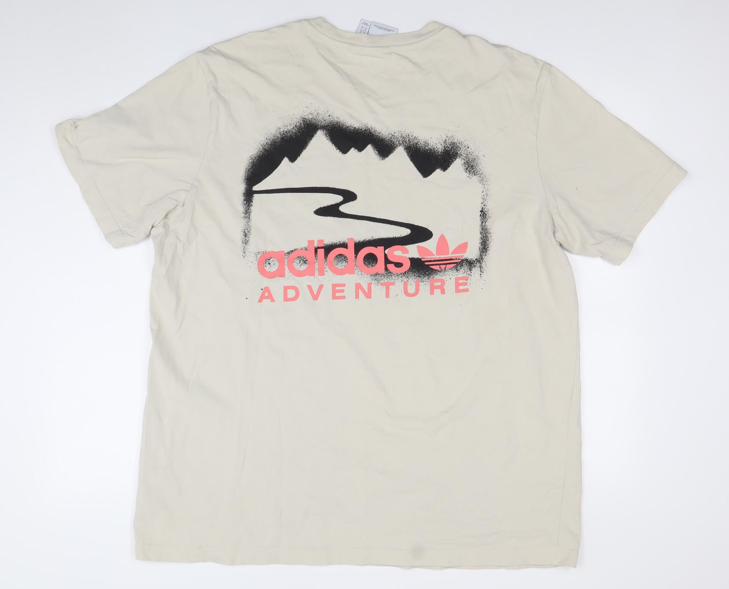 adidas Men's Beige Adventure Graphic Cotton T-Shirt XL