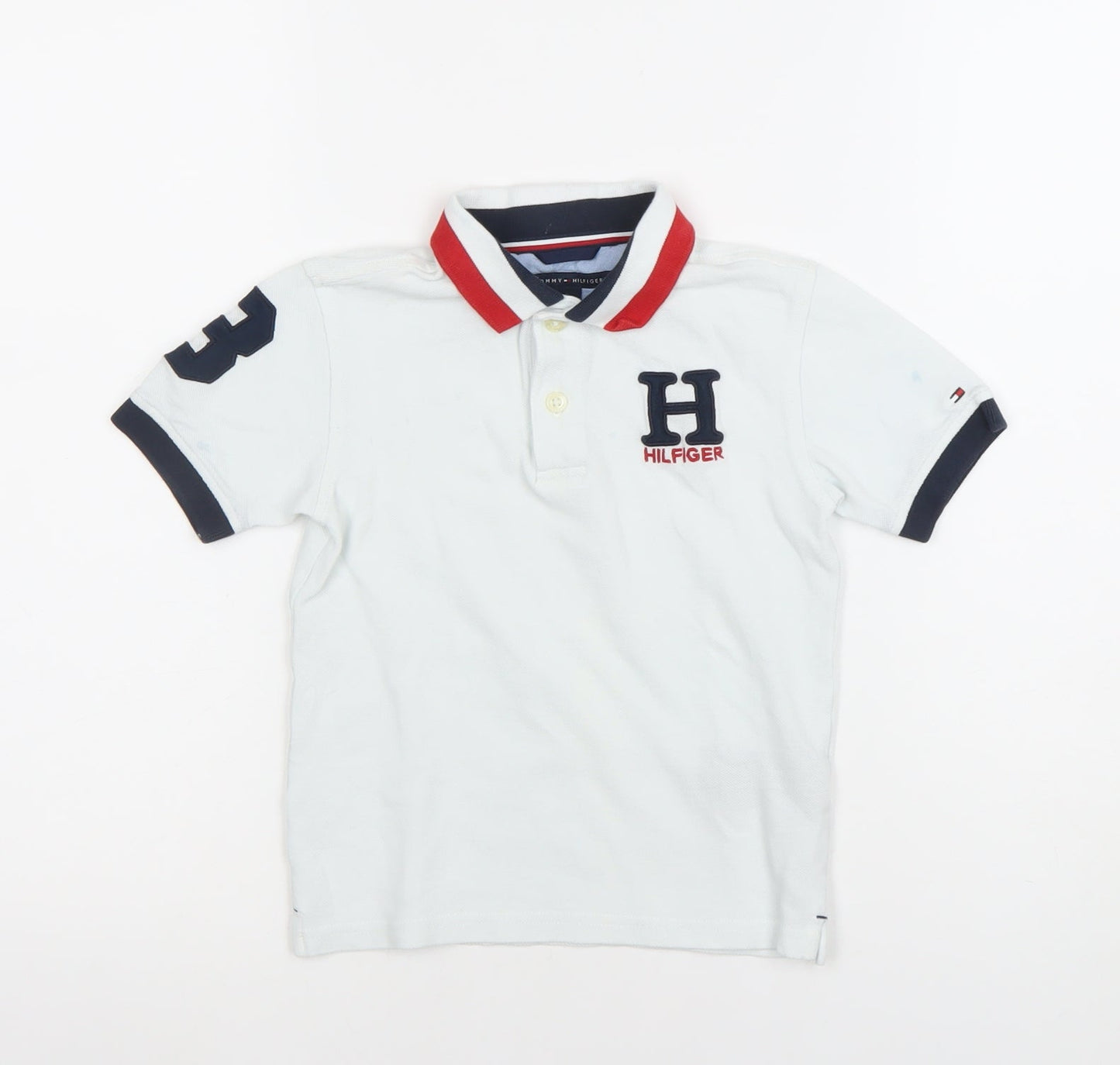 Tommy Hilfiger Boys White Polo Shirt Size 5 Years Embroidered Logo