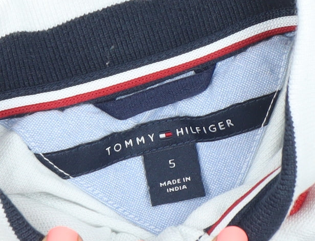 Tommy Hilfiger Boys White Polo Shirt Size 5 Years Embroidered Logo