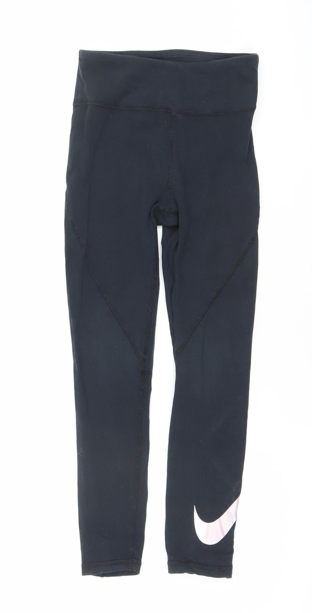 Nike Girls Black Ankle Leggings Size 8-9 Years Activewear