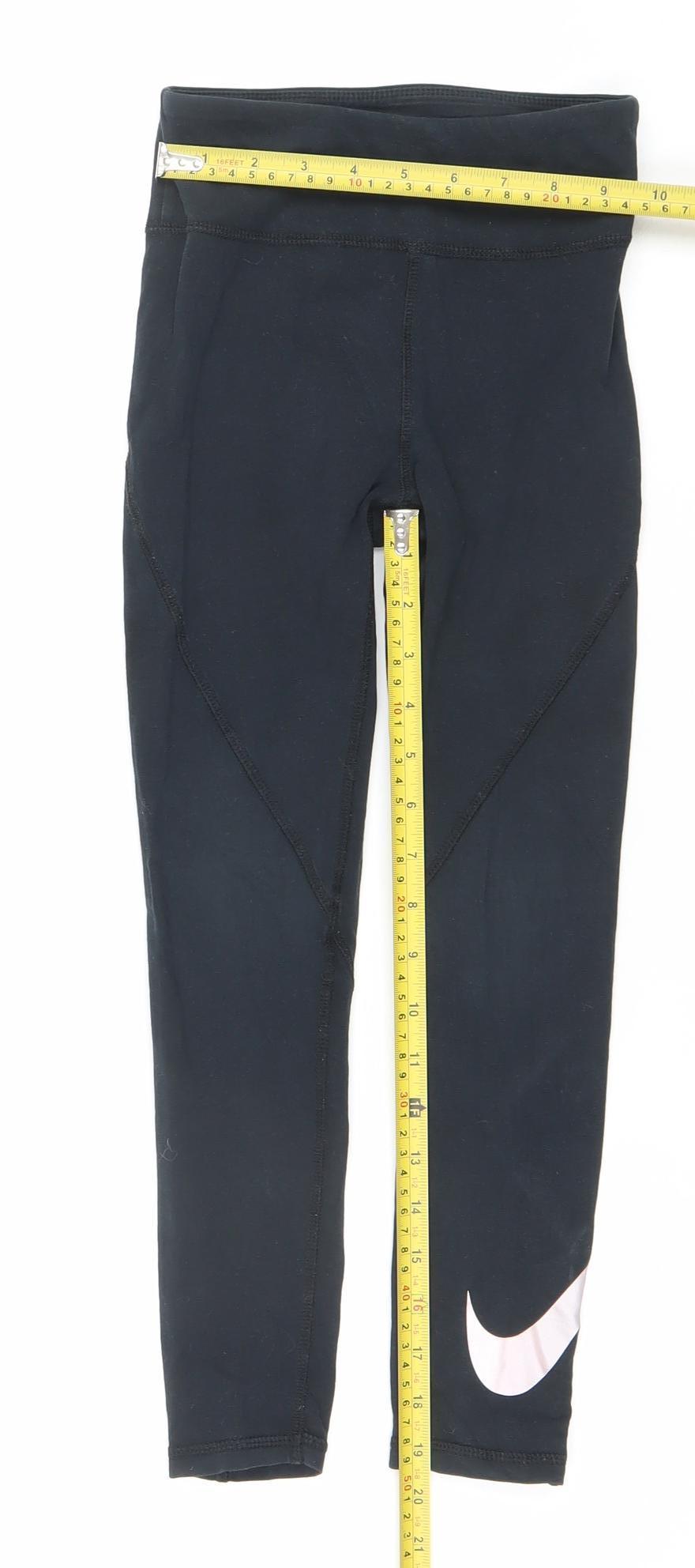 Nike Girls Black Ankle Leggings Size 8-9 Years Activewear