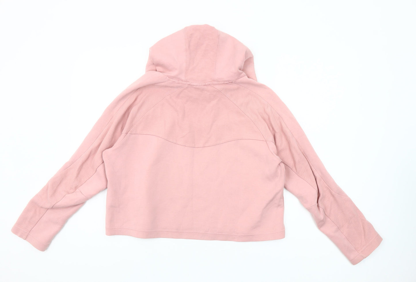 Puma Women Pink Hooded Pullover Sweatshirt Size L Cotton Blend