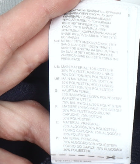 Adidas Womens Navy Blue Half Zip Hoodie Small Cotton Blend Logo Details