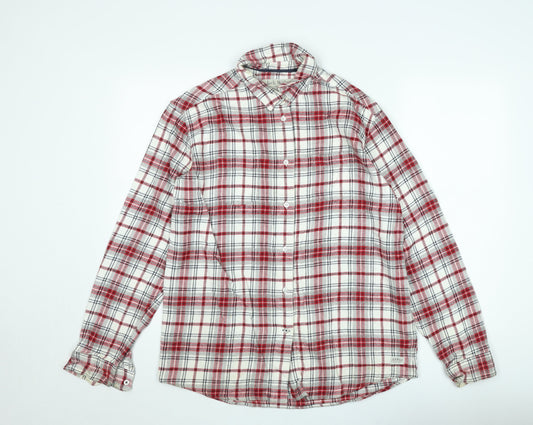 Jack Wills Men's Red Check Flannel Button-Up Shirt Size 14