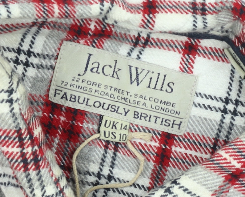 Jack Wills Men's Red Check Flannel Button-Up Shirt Size 14