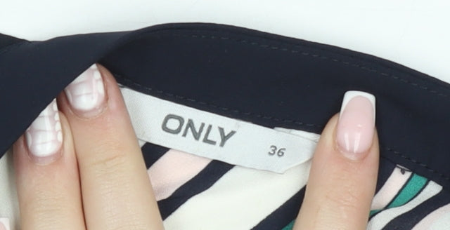 Brand and care label for Only Women's Multicoloured Striped Tunic Blouse, size 8