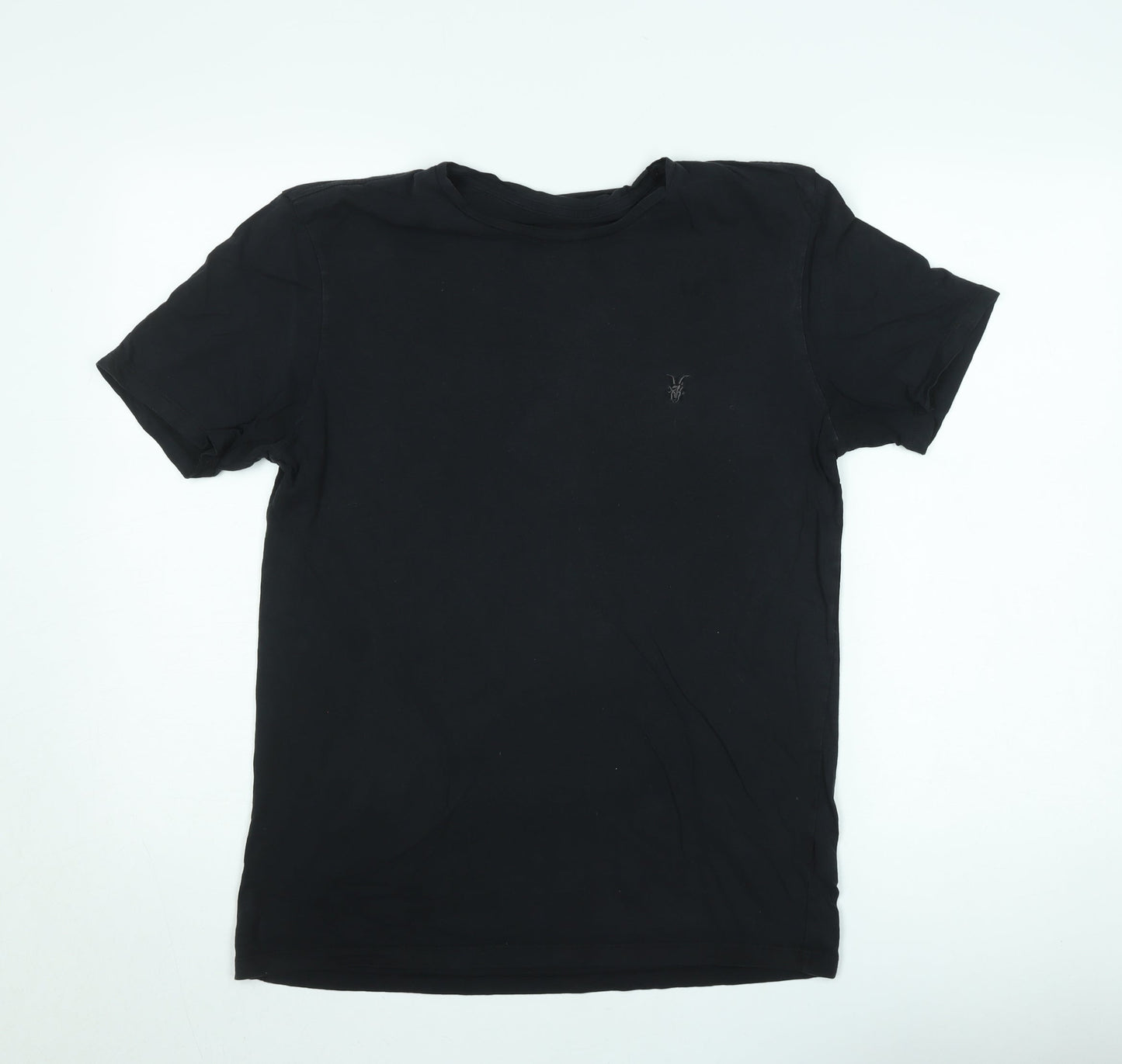 AllSaints Men Black Cotton Crew Neck Short Sleeve T-Shirt Medium