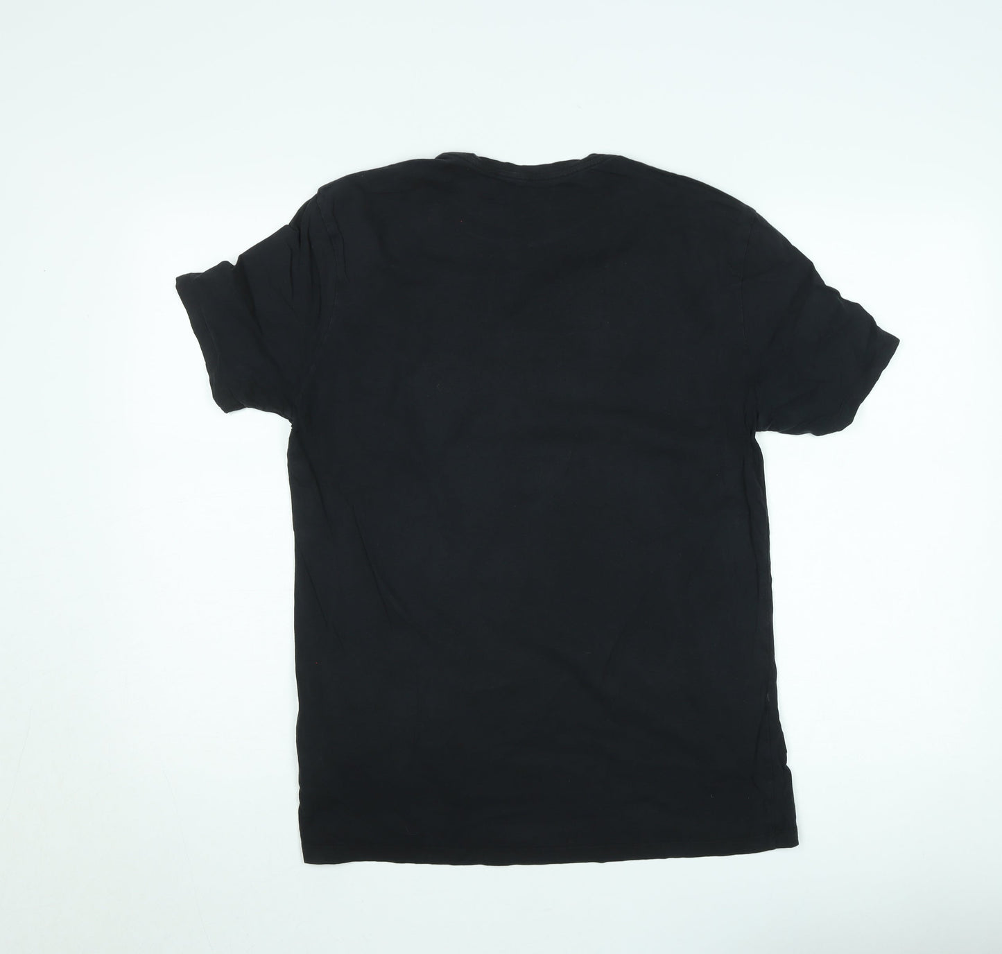 AllSaints Men Black Cotton Crew Neck Short Sleeve T-Shirt Medium