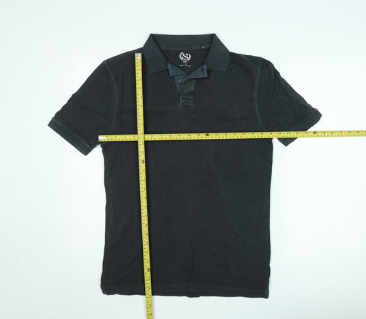 Marks and Spencer Men's Black Short Sleeve Cotton Polo Shirt Size S