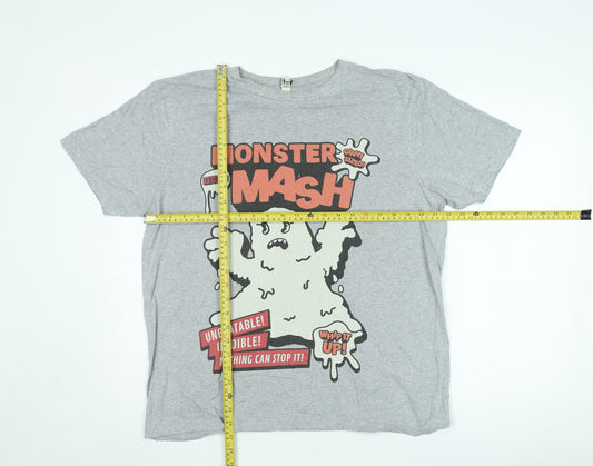 Earth Positive Men's Grey Monster Mash Graphic T-Shirt L