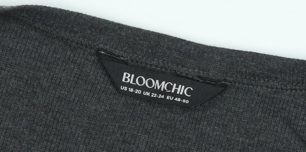 Bloomchic Women’s Black Plus Size 22 Sleeveless Henley Cotton Tank Top