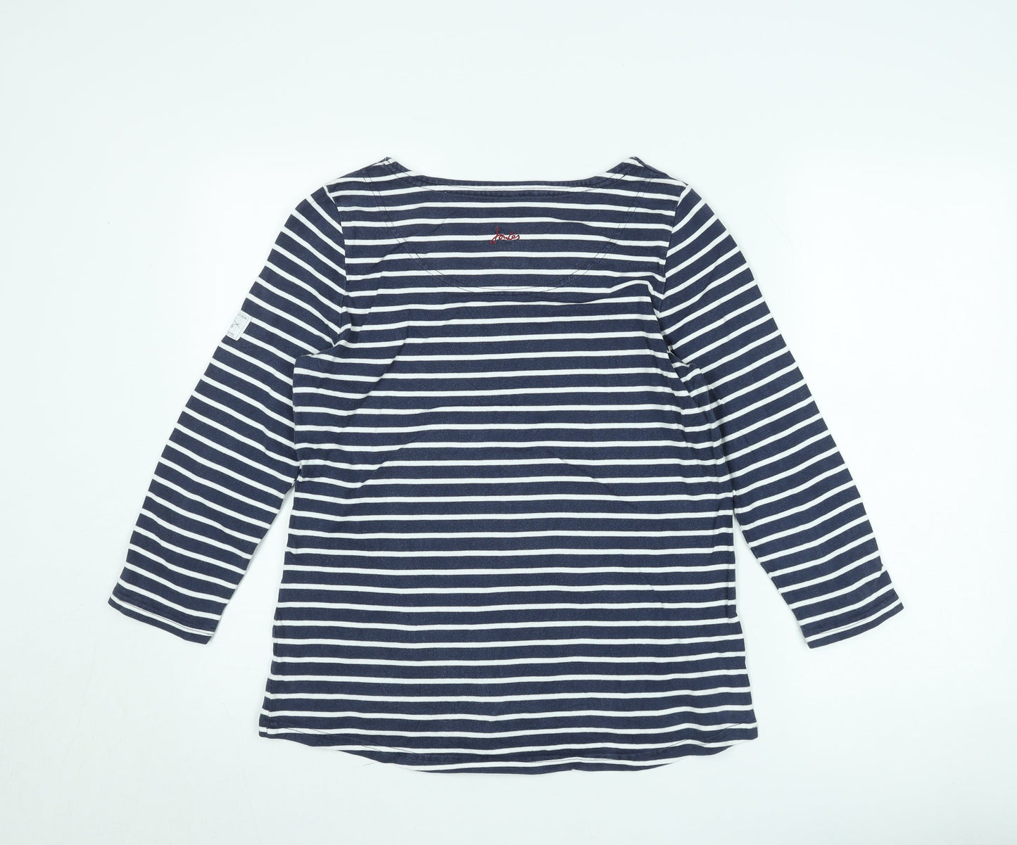 Joules Women's Blue Striped Long Sleeve Boat Neck Cotton T-Shirt Size 12
