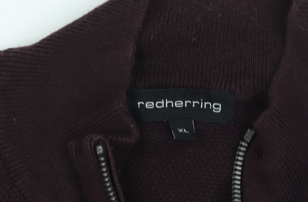 Additional view of Red Herring men’s brown xl 1/2 zip mock neck knit sweatshirt