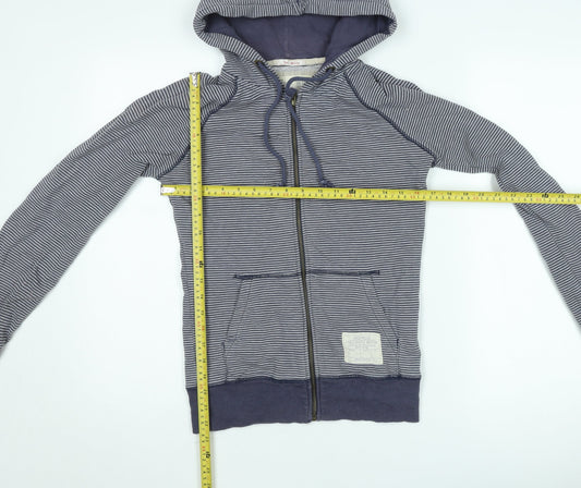 Jack Wills Women's Blue Striped Full Zip Hoodie Jumper Size 10