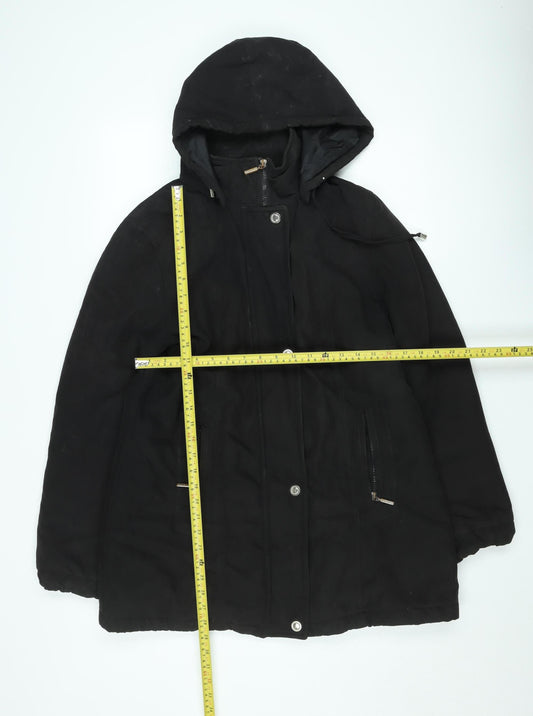Klassik Womens Black Size 12 Hooded Parka Coat