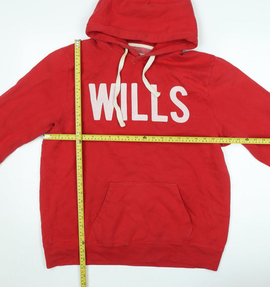 Jack Wills Men’s Red Pullover Hoodie L Logo Print University Style