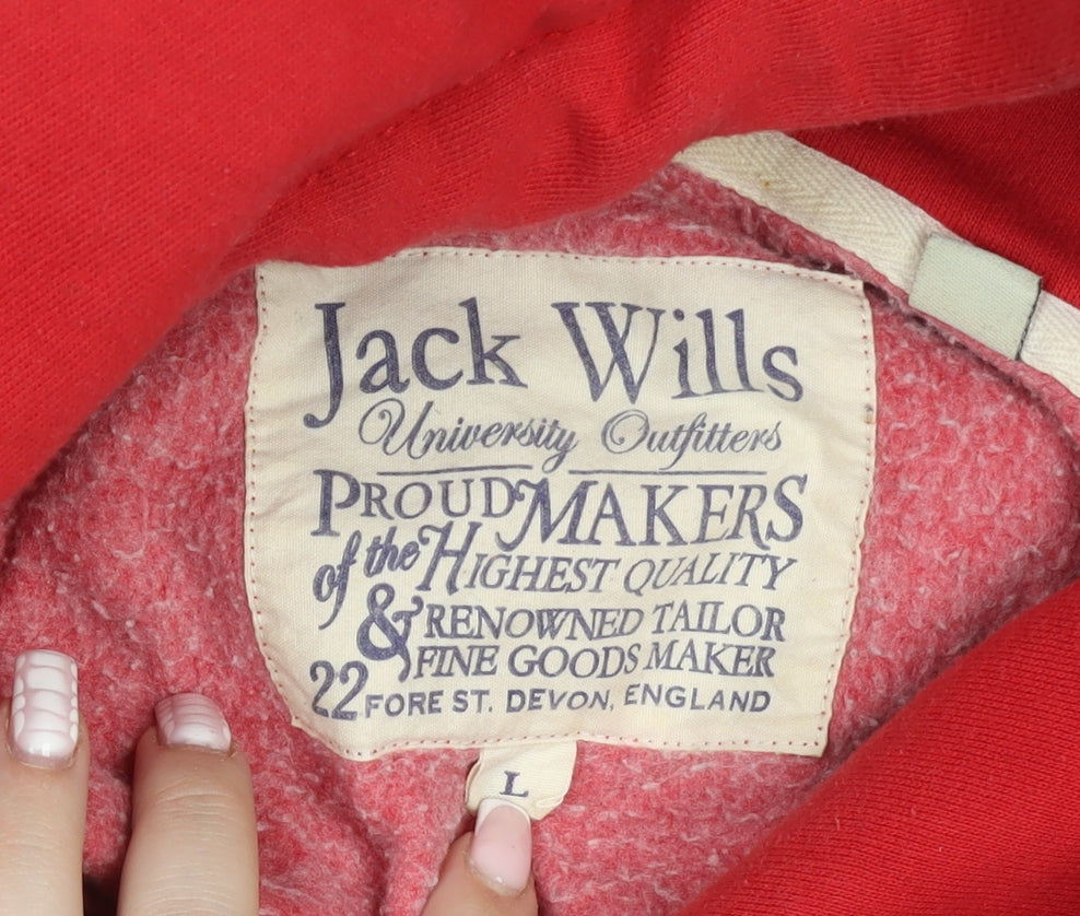 Jack Wills Men’s Red Pullover Hoodie L Logo Print University Style