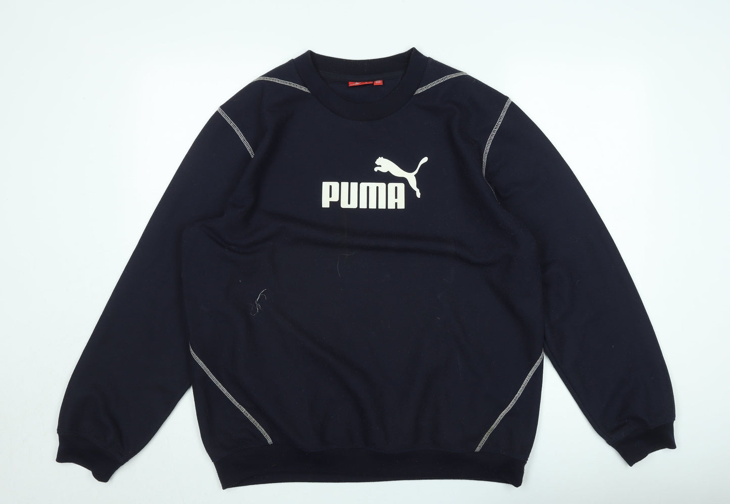 Puma Men's Black Crew Neck Sweatshirt L Logo Print Pullover