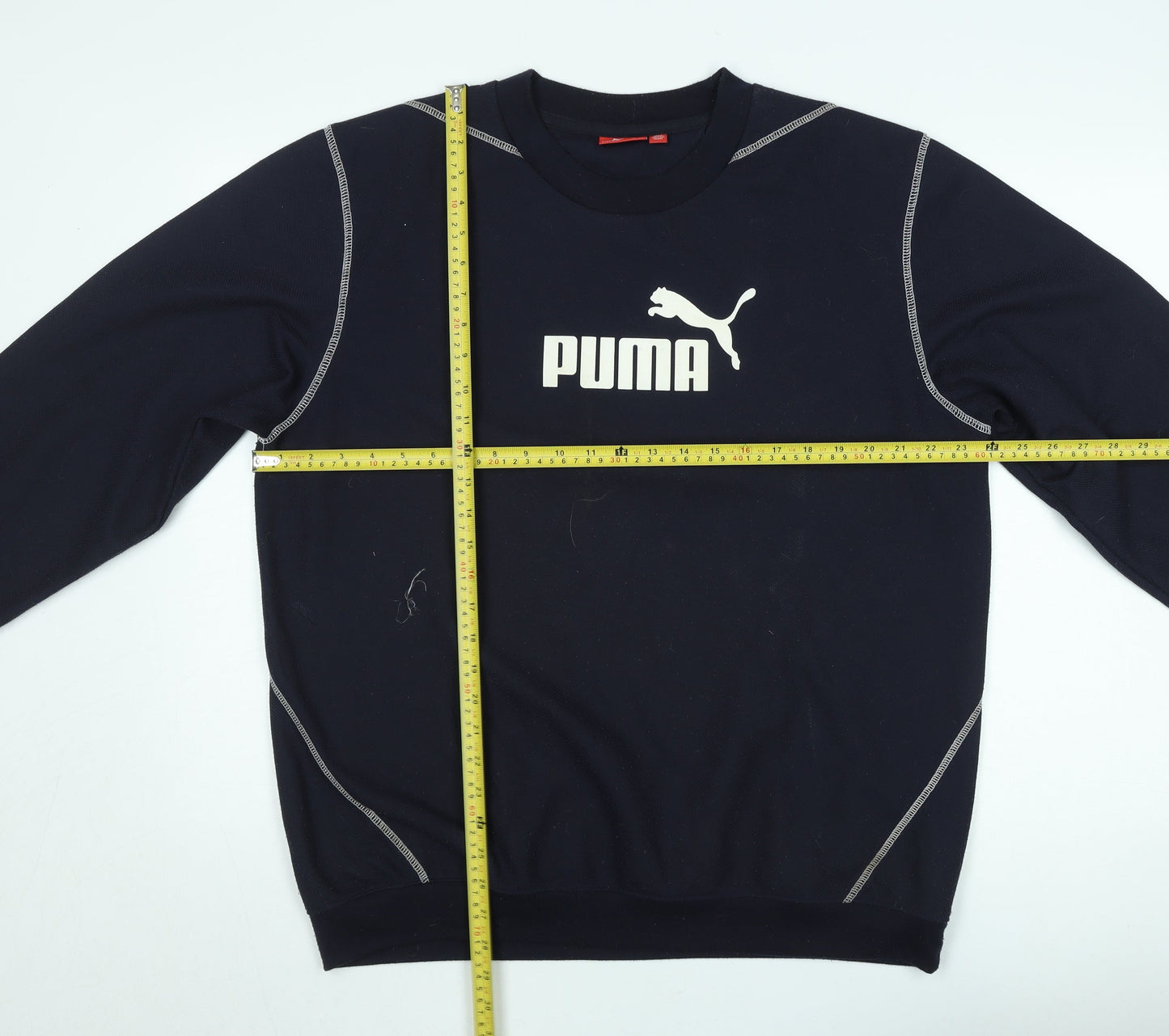Puma Men's Black Crew Neck Sweatshirt L Logo Print Pullover