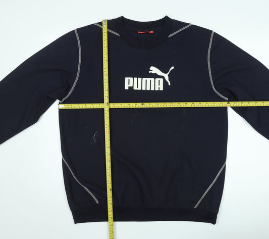 Puma Men's Black Crew Neck Sweatshirt L Logo Print Pullover
