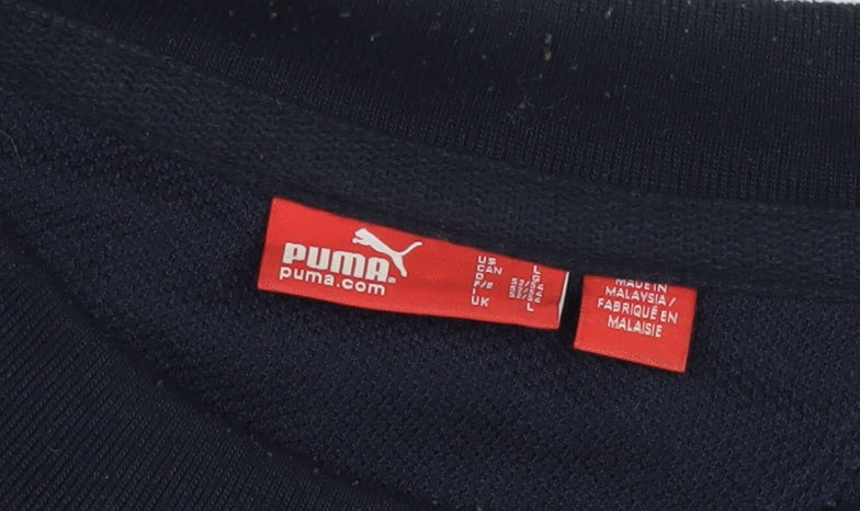 Puma Men's Black Crew Neck Sweatshirt L Logo Print Pullover