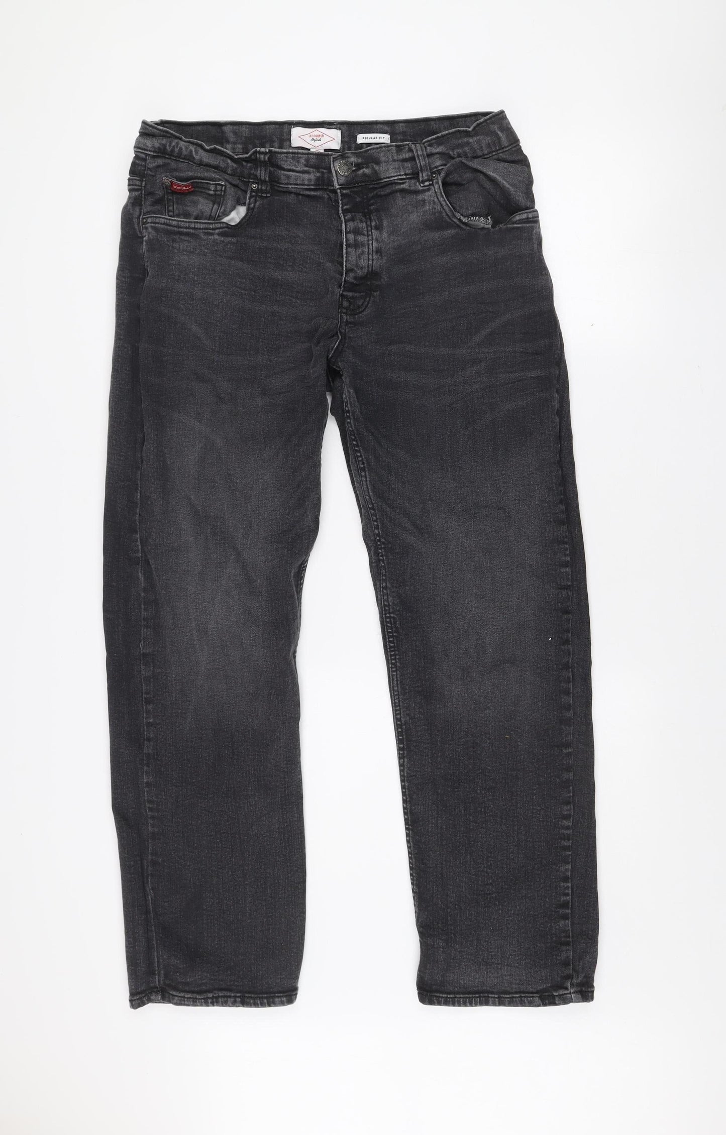 Lee Cooper Mens Grey Regular Fit Straight Jeans W36 L30