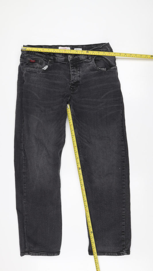 Lee Cooper Mens Grey Regular Fit Straight Jeans W36 L30