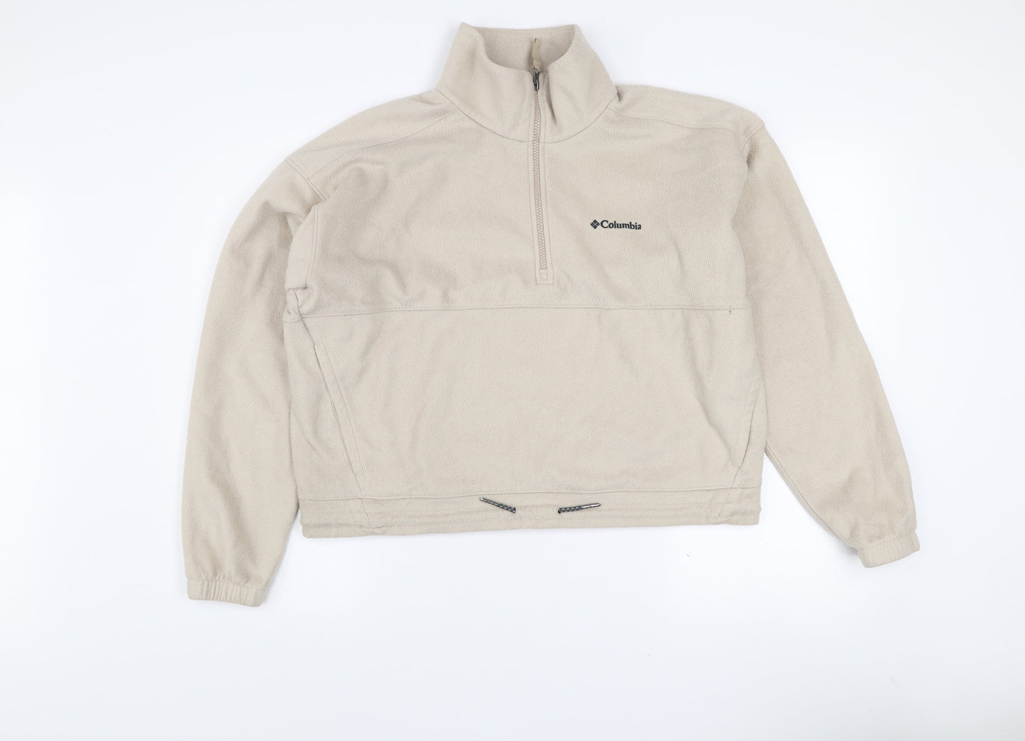 Columbia Women’s Beige Fleece Pullover Sweatshirt M 1/4 Zip Warm Lightweight