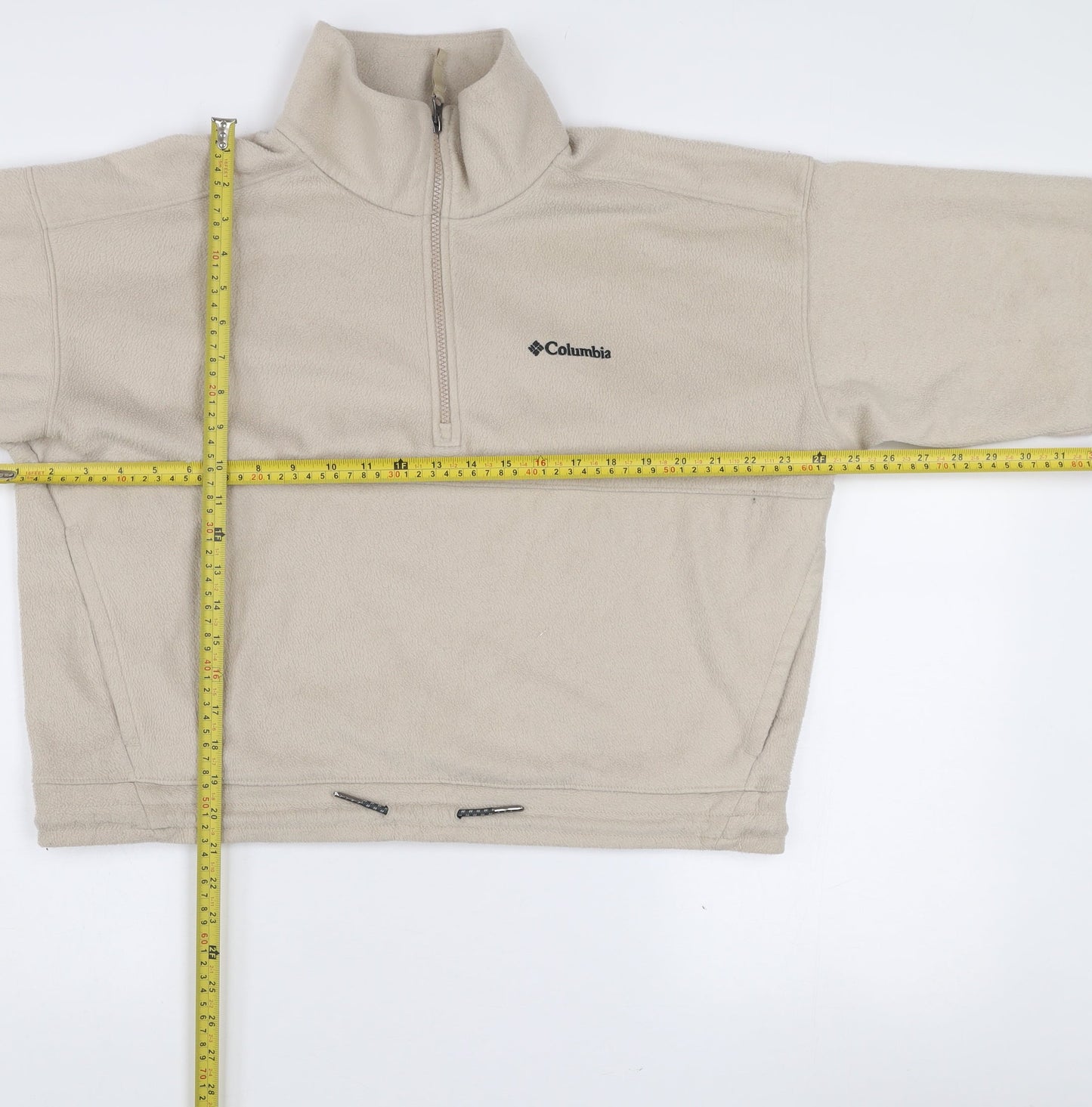 Columbia Women’s Beige Fleece Pullover Sweatshirt M 1/4 Zip Warm Lightweight