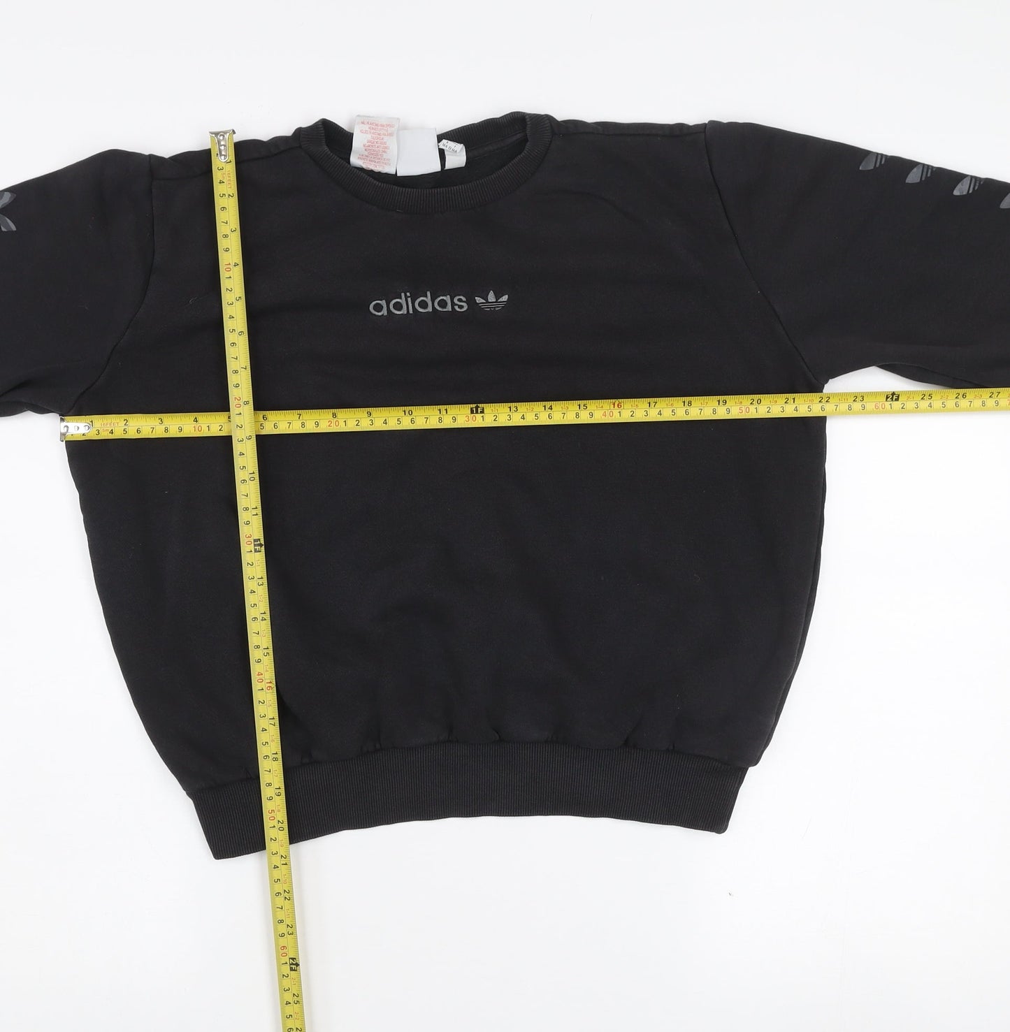 adidas Girls Black 13-14 Years Pullover Sweatshirt with Logo Detailing