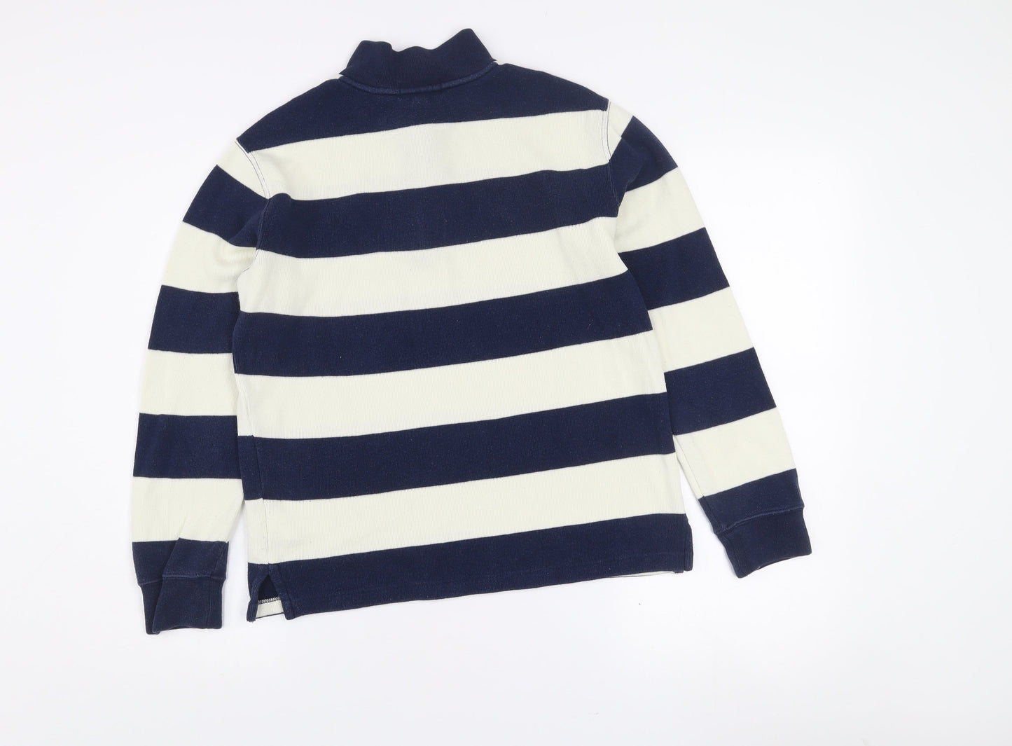 Ralph Lauren Girls Blue Striped 1/4 Zip Cotton Sweatshirt 14-16 Years