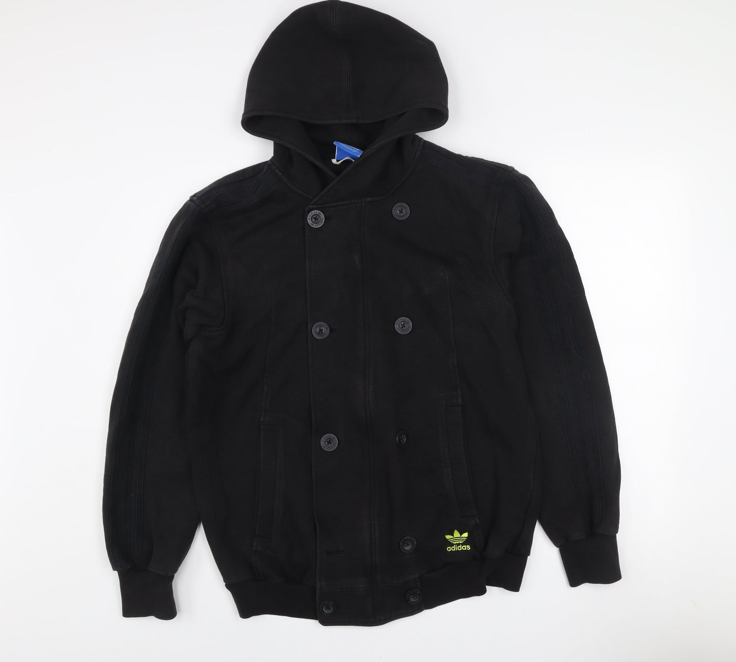 Adidas Men's Black Cotton Hooded Bomber Jacket Size M