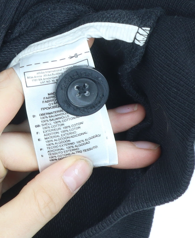 Adidas Men's Black Cotton Hooded Bomber Jacket Size M