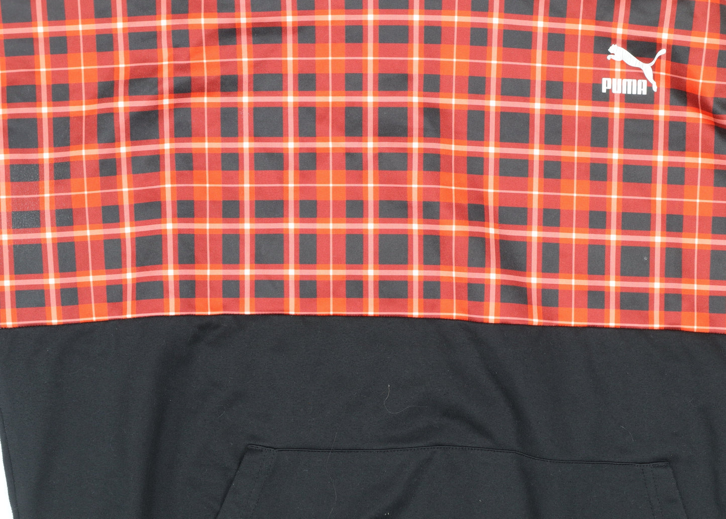 Puma Mens Black Red Check Pullover Hoodie Size M Sportswear