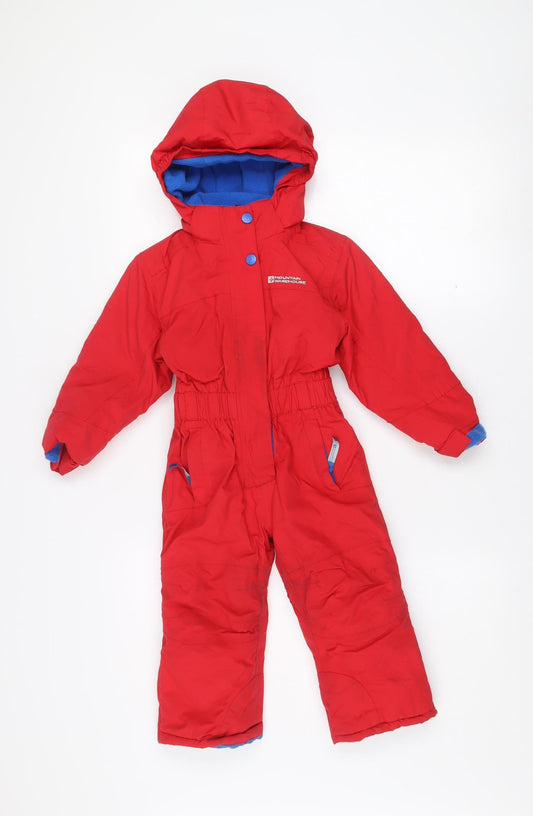 Mountain Warehouse Boys Red Waterproof Insulated Hooded Snowsuit 2-3 Years