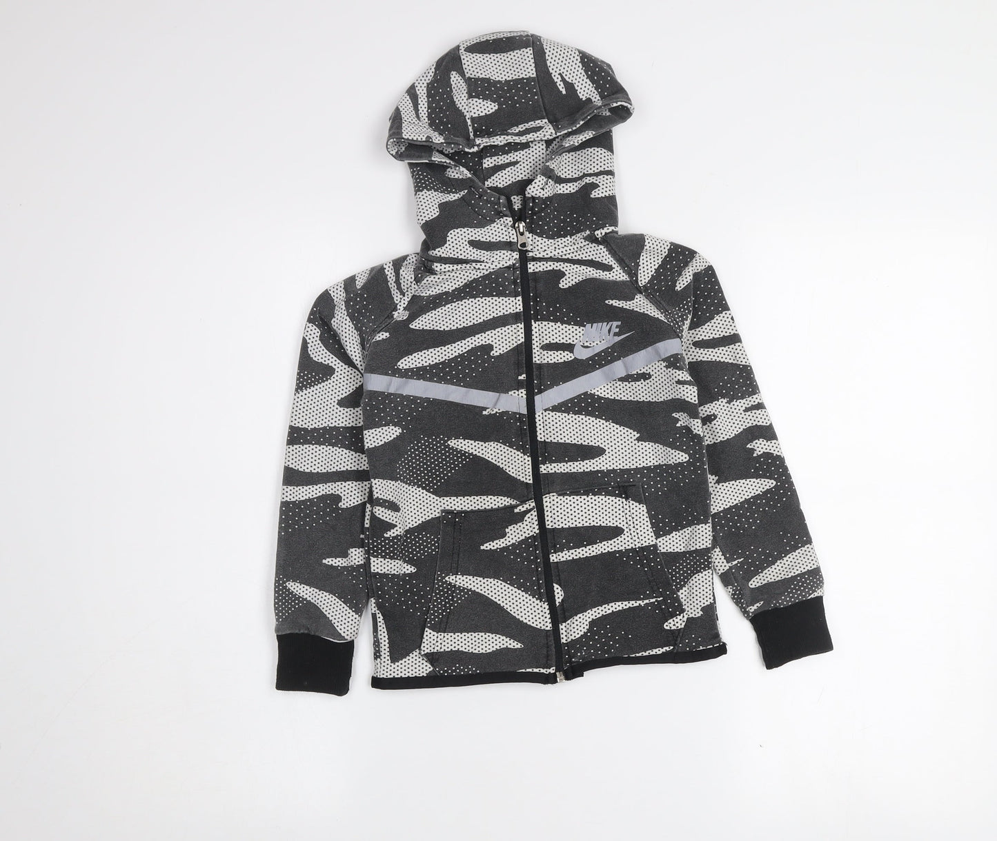 Nike Boys Grey Camouflage Hooded Full Zip Track Jacket Size 6 Years