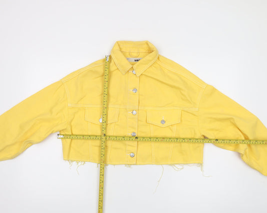 Topshop MOTO Yellow Cropped Denim Jacket Women's Size 8