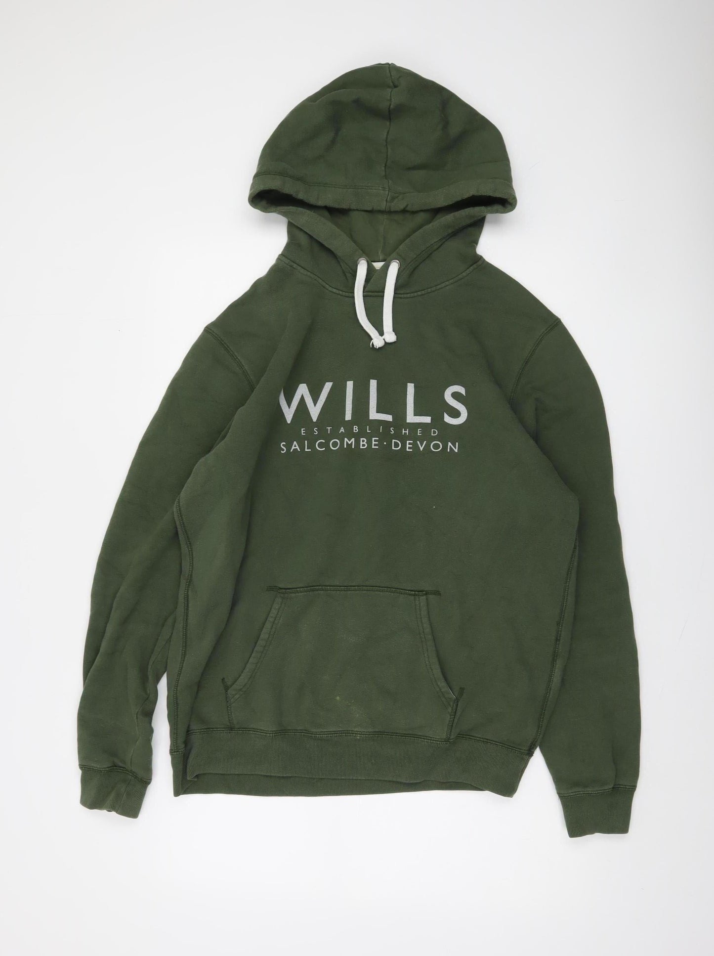 Jack Wills Men's Green Pullover Hoodie M Logo Fleece Sweatshirt