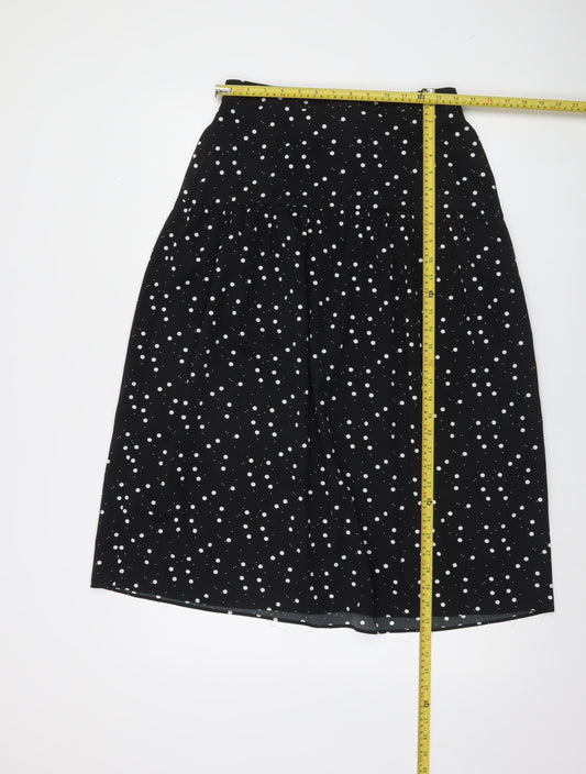 Dunnes Women Black Polka Dot A-Line Knee Length Skirt Size 10