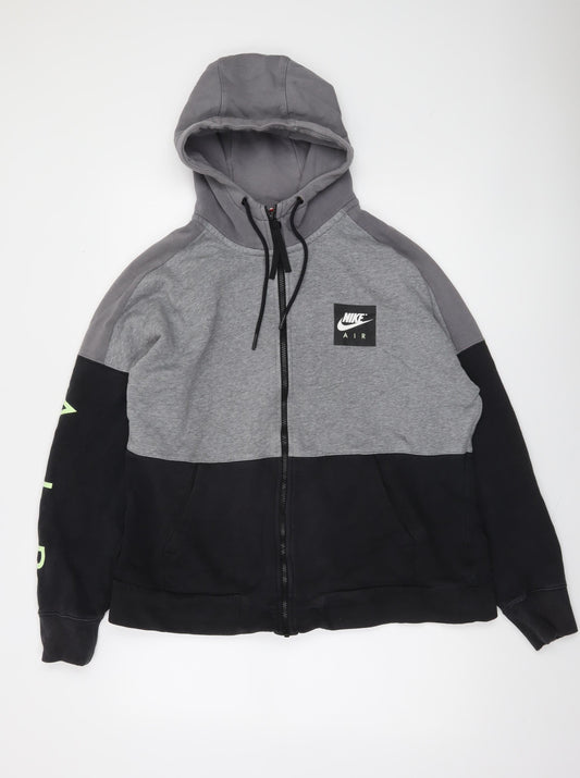 Nike Men's Grey Full Zip Hoodie L Sports Fleece Sweatshirt