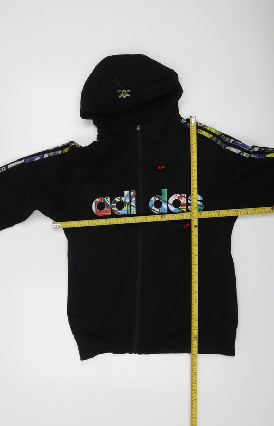 Adidas Mens Black 2XL Full Zip Hoodie with Multicolour Logo