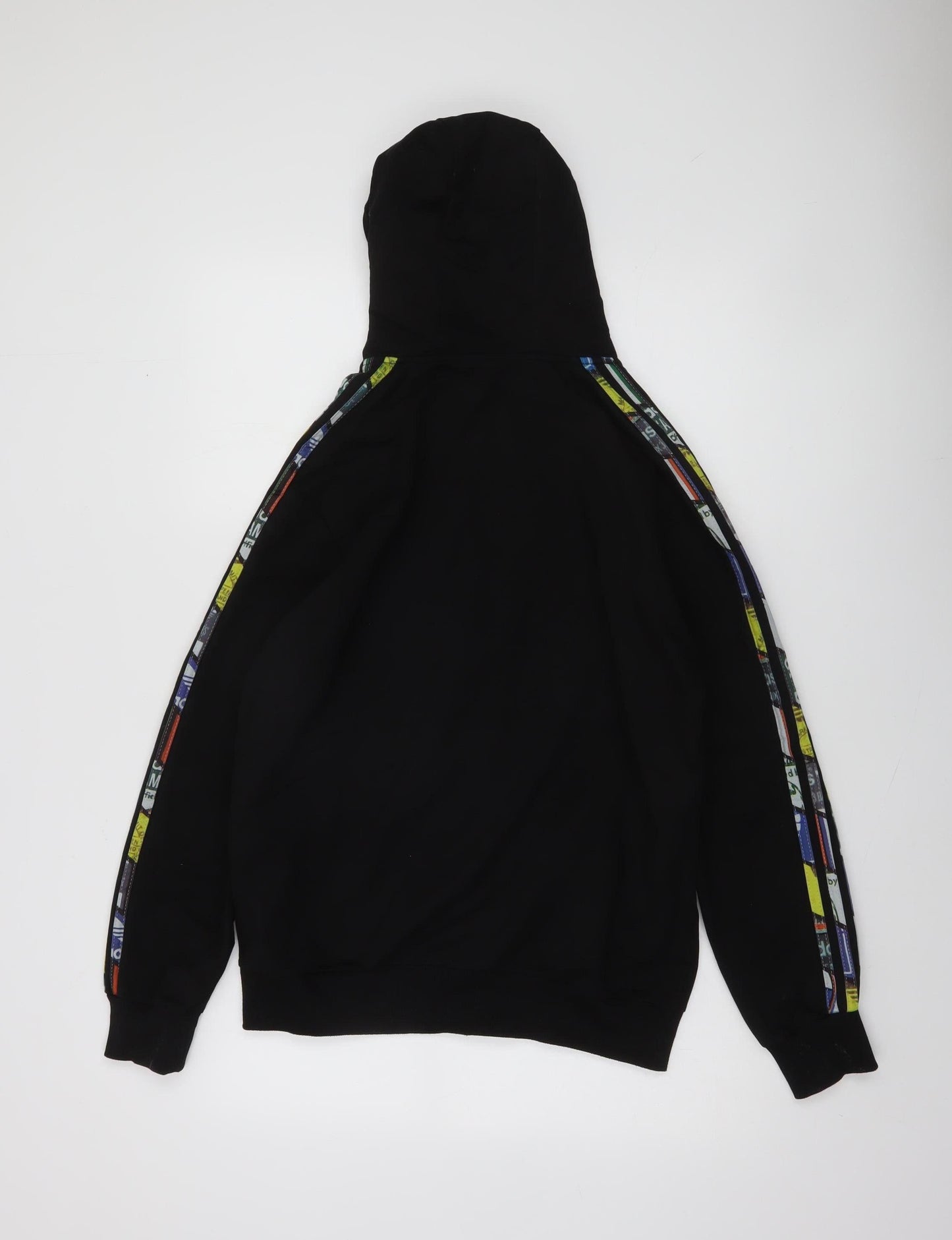 Adidas Mens Black 2XL Full Zip Hoodie with Multicolour Logo