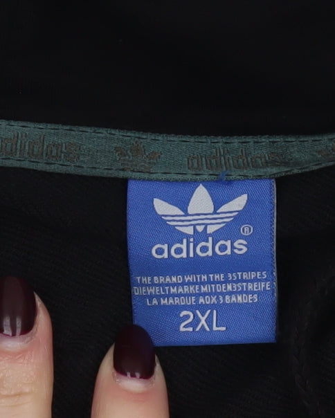 Adidas Mens Black 2XL Full Zip Hoodie with Multicolour Logo
