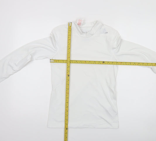 Adidas Boys White Techfit Climalite Long Sleeve Compression Top 13-14 Years