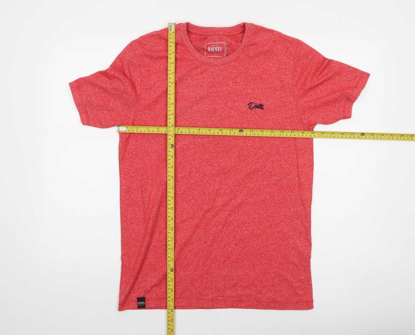 Diesel Men's Red Crew Neck Cotton Blend T-Shirt Size L