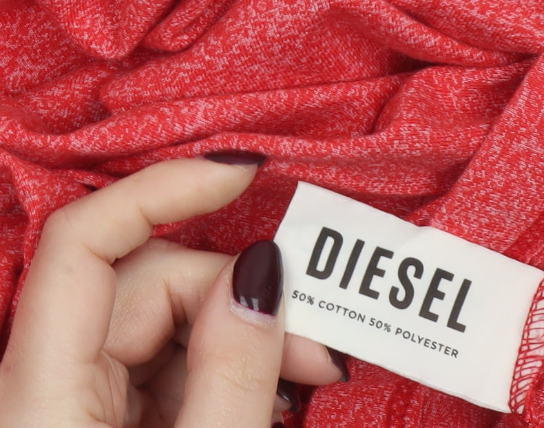 Diesel Men's Red Crew Neck Cotton Blend T-Shirt Size L