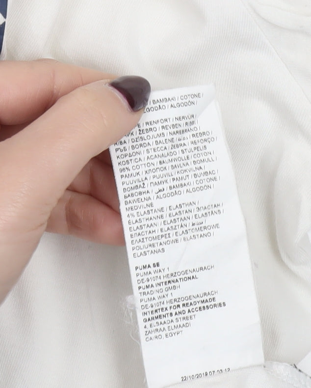 Puma Men’s White Small Logo Cotton Crew Neck Short Sleeve T-Shirt